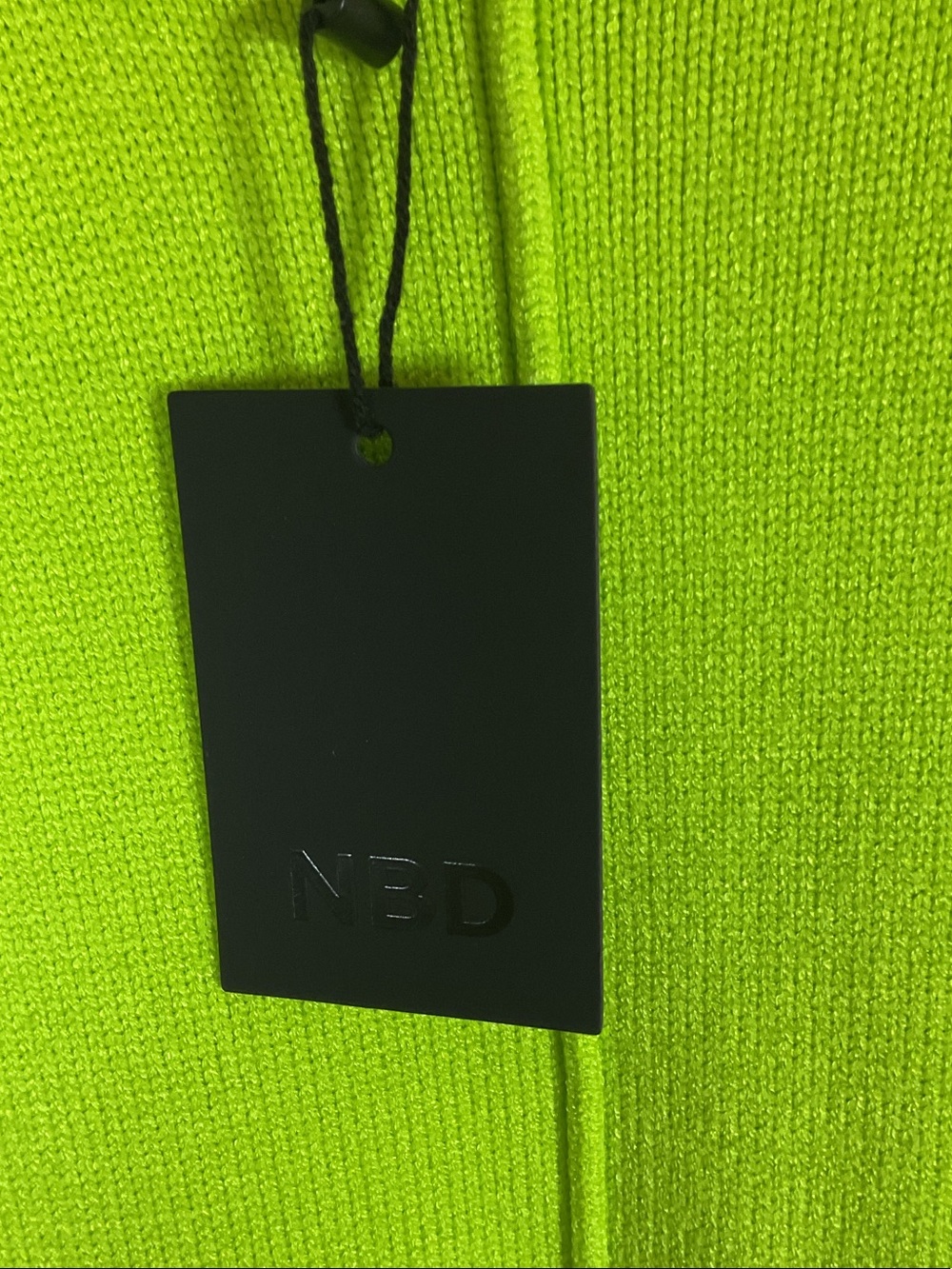 NBD Imani Fold Over Cuff Mini Dress Electric Green NWT Small Neon - Picture 2 of 10